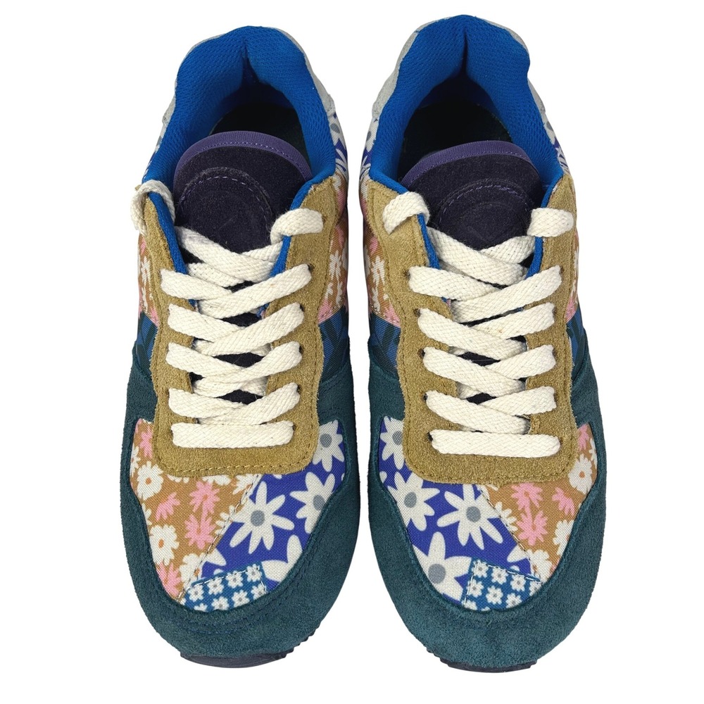 Inkkas Women 5 Patchwork Floral Suede Low‎ Top Jogger Sneakers Multicolor Boho